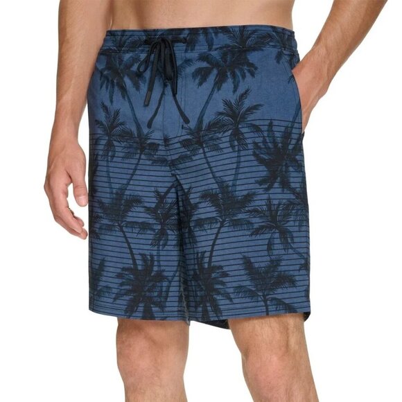NEW Kirkland Signature Men's Size L Swim Shorts Palm Tree Hawaiian Printed - Picture 1 of 7